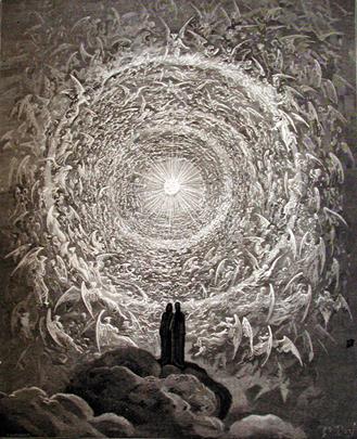 Dante en el Para&iacute;so - Grabado de Gustave Dor&eacute;